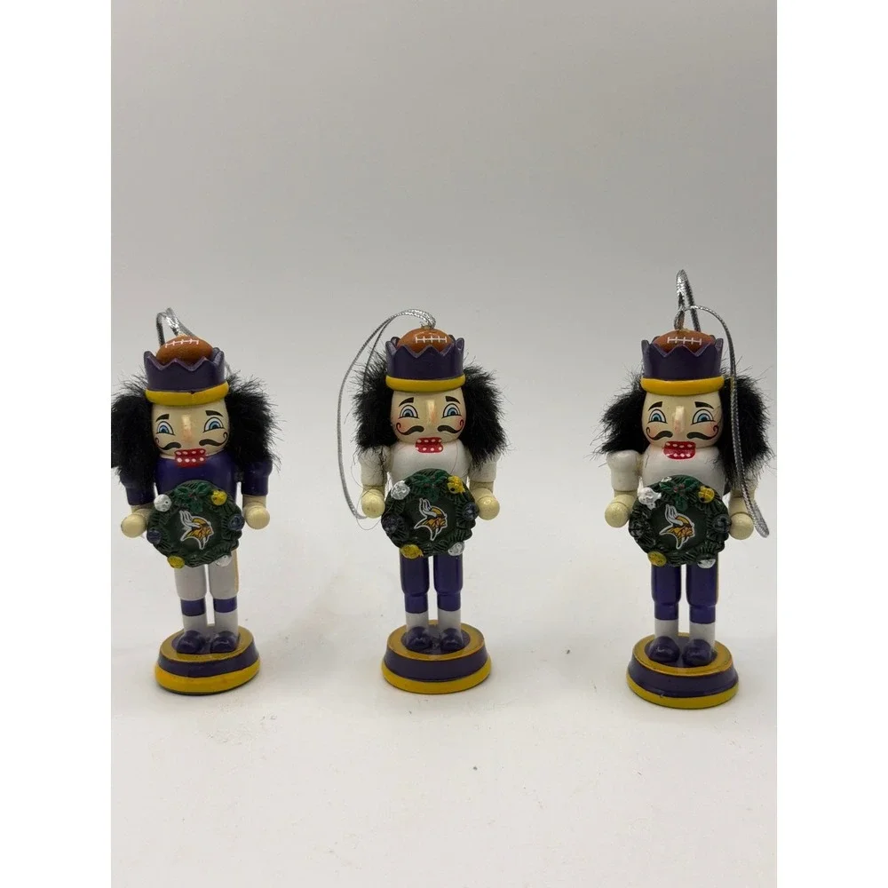 Minnesota Vikings Christmas Tree Holiday Ornament - Nutcracker 3-Pack